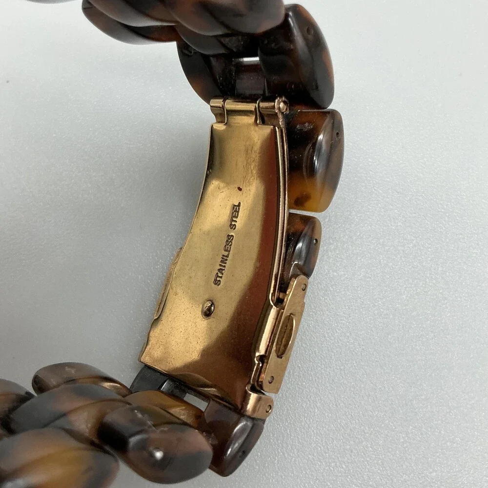 Michael Kors Blair Women Watch 43mm Faux Tortoise Band MK-5366 New Battery 6.5